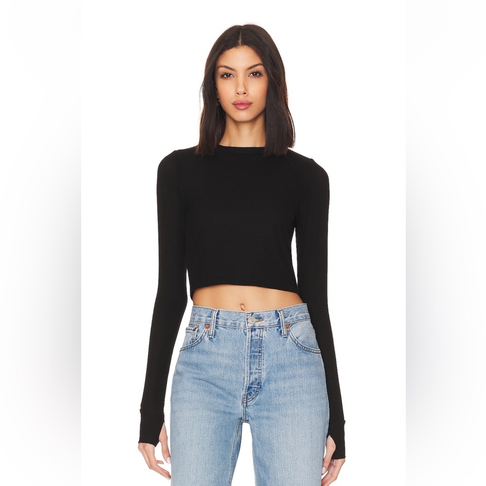 Michael Lauren Panama Kong Sleeve Crop Top